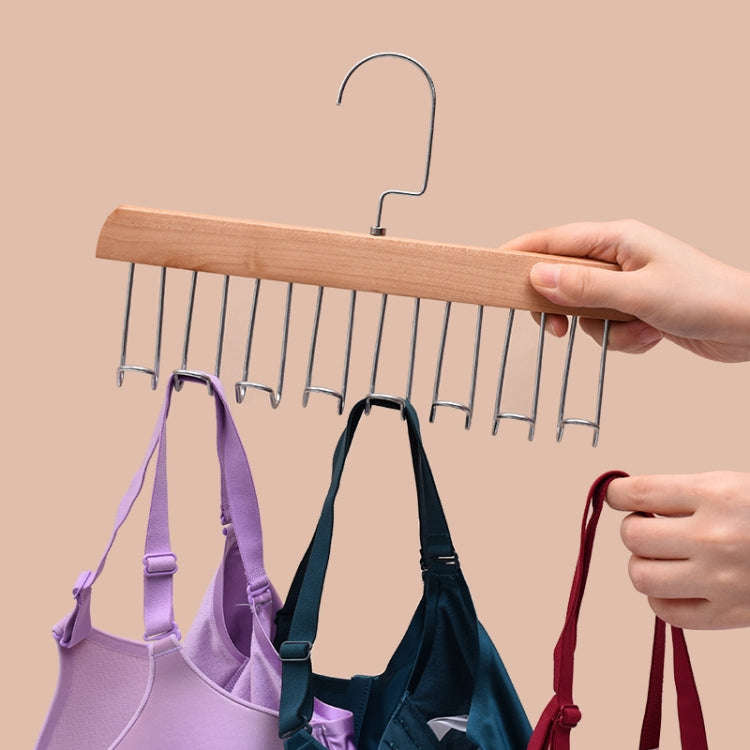 Wooden Sling Hanger Lingerie Vest Tie Organizer Household Wave Drying Racks(Dark Color)
