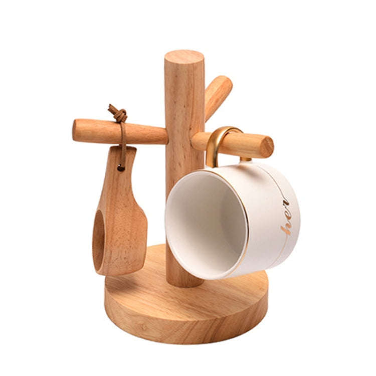 Small Rubber Wood Drawing Cup Frame Home Coffee Tea Cup Frame Drain Storage Shelf