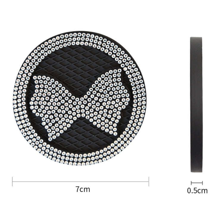Car Multifunctional Anti-slip Coaster with Diamond Bow Crystal(White)