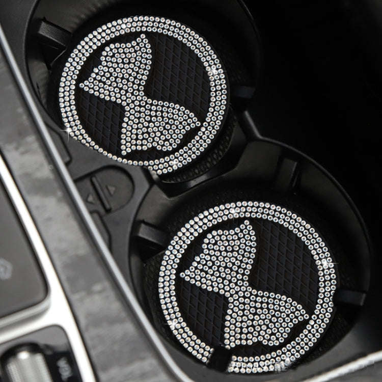 Car Multifunctional Anti-slip Coaster with Diamond Bow Crystal(White)