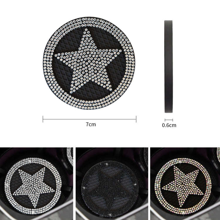 Five-pointed Star Diamond-encrusted Car Non-slip Decorative Water Coaster(Black)