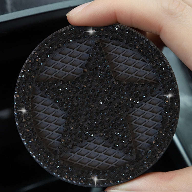 Five-pointed Star Diamond-encrusted Car Non-slip Decorative Water Coaster(Black)