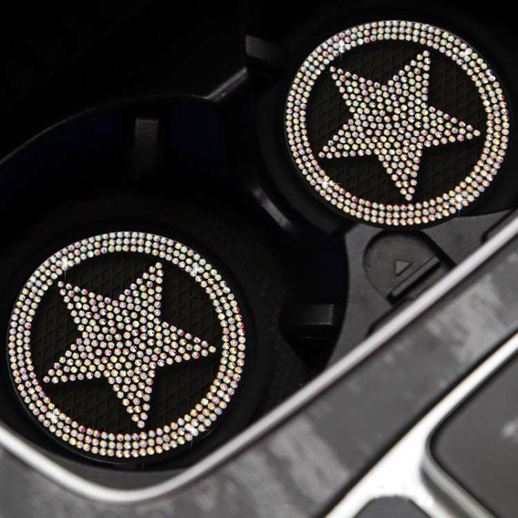 Five-pointed Star Diamond-encrusted Car Non-slip Decorative Water Coaster(Black)