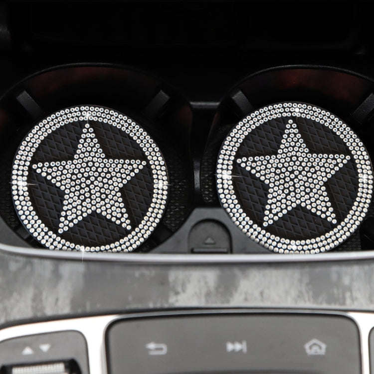 Five-pointed Star Diamond-encrusted Car Non-slip Decorative Water Coaster(Black)