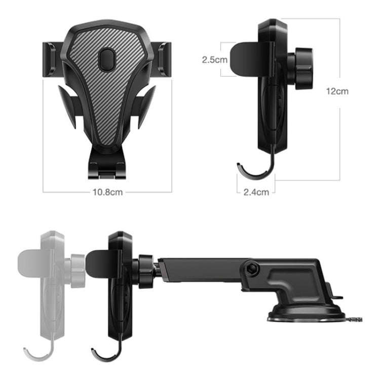 Carbon Fiber Automotive Phone Holder Car Navigation Bracket Telescopic Model, Specification: 2 In...