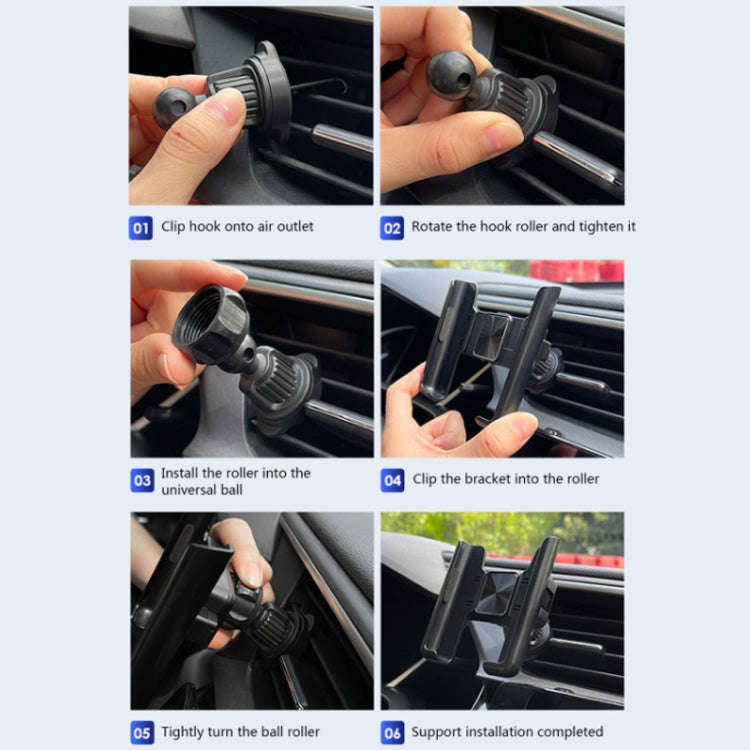 Car Air Outlet Rotatable Snap-on Base Mobile Phone Navigation Bracket(Silver)