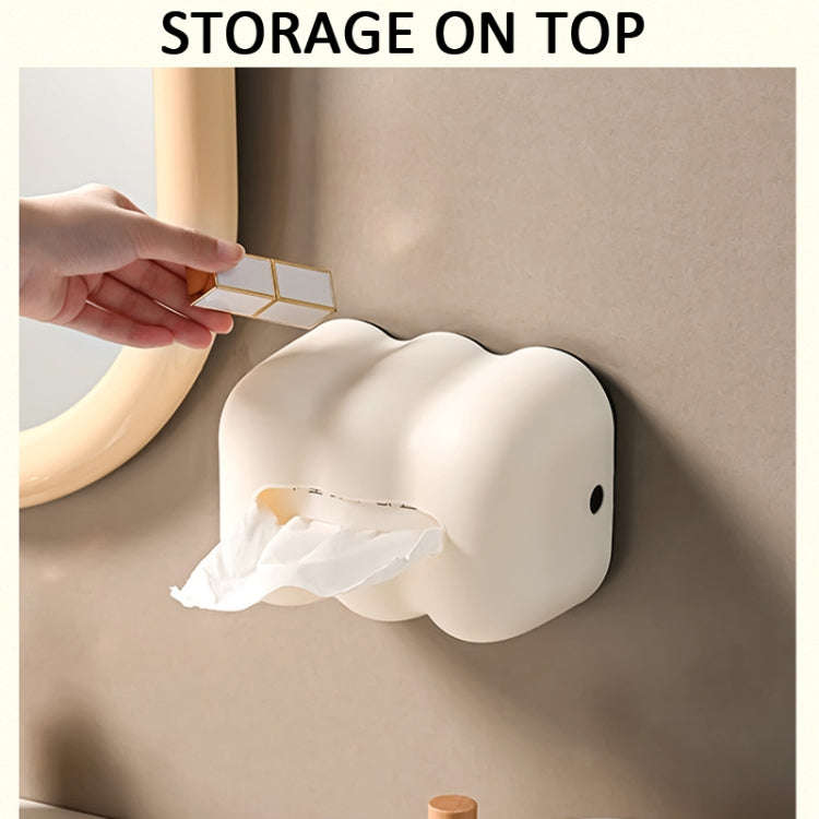 Cloud Tissue Box Tabletop Cream Style Wall Hanging Plastic Napkins Holder(White)