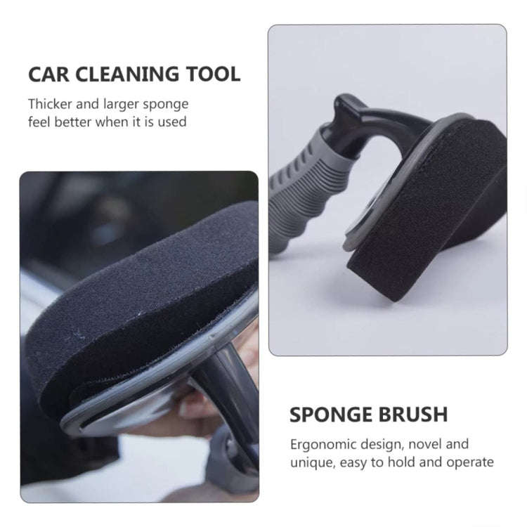 Durable Car Tire Waxing Curved Sponge Brush(Sponge+Handle)