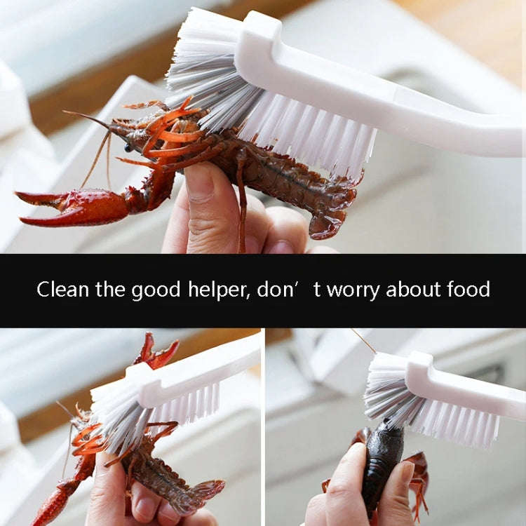 3pcs Cup Brush Cleaning Crayfish Brush Long Handle Hard Hair Multi-Function Cleaning Brush(Gray W...