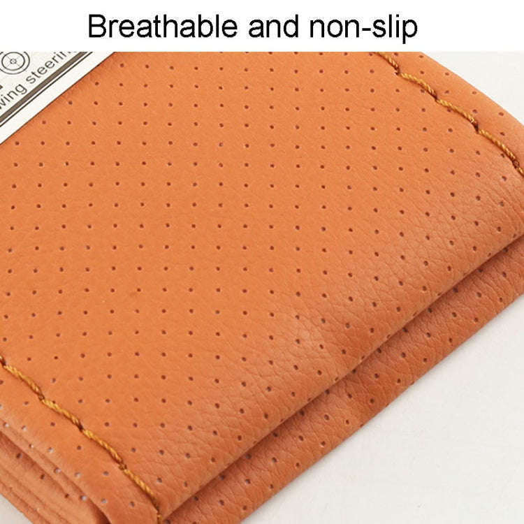 Hand-Sewn Microfiber Non-Slip Steering Wheel Cover Universal Turning Grip Sleeve, Size: 38cm(Orange)