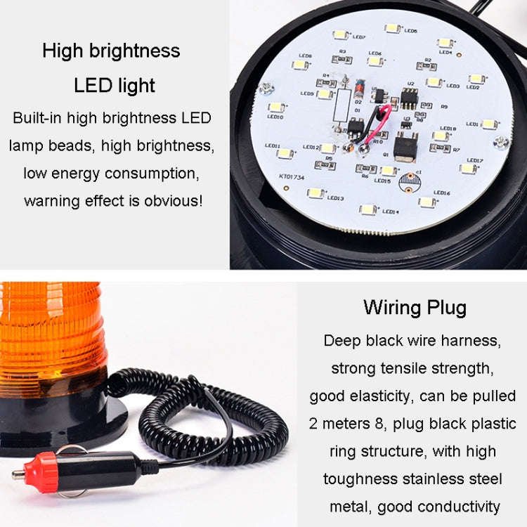 Magnetic School Bus Warning Lights Car Ceiling Flashing Lights With Cigarette Lighter(Yellow)