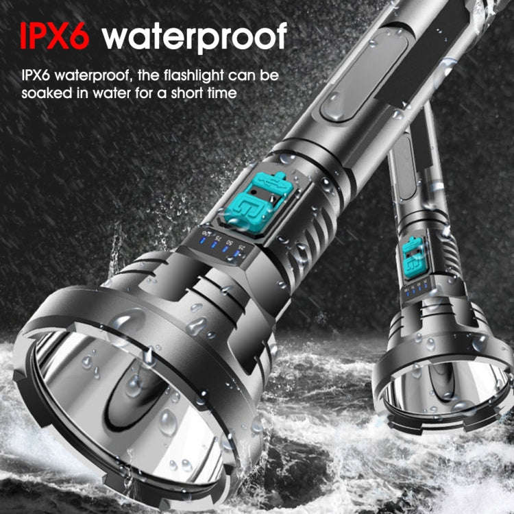 Strong Light Flashlight USB Rechargeable LED Super Bright Long-range Outdoor Lighting(Black)