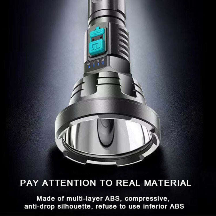 Strong Light Flashlight USB Rechargeable LED Super Bright Long-range Outdoor Lighting(Black)