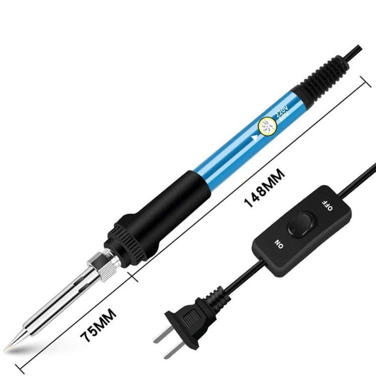 19 in 1 60W Adjustable Temperature Soldering Iron Multimeter Tool Set, Color: Blue US Plug