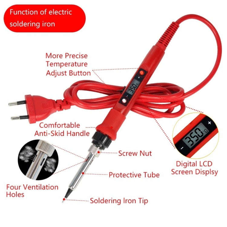 10pcs/ Set 80W Internal Heating Welding Digital Display Soldering Iron Temperature Adjustment Set...