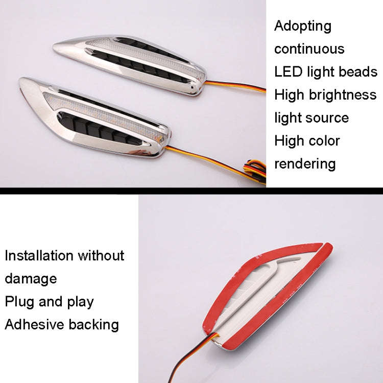 2pcs Car Fender Blade Dynamic Side Marker Lights 12V LED High Bright Daytime Running Lights(Blue)