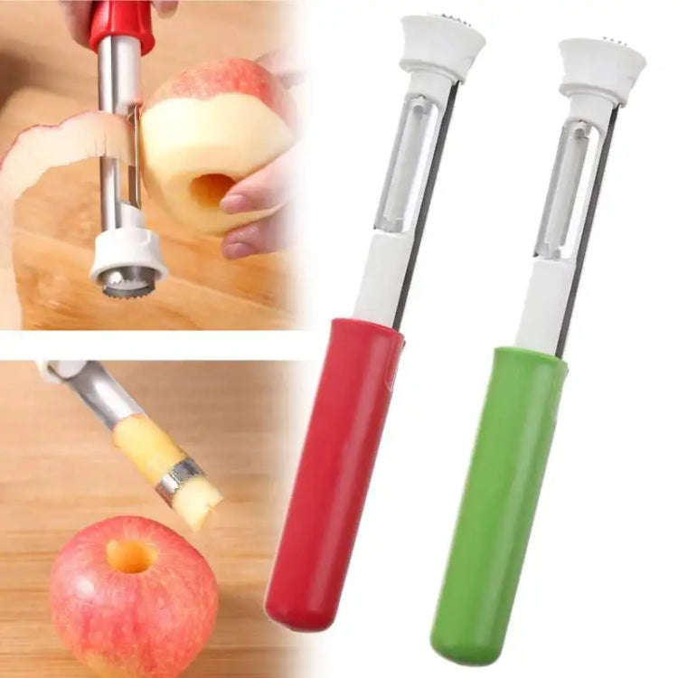 2 In 1 Fruit Peeling & Core Pumping Tool Stainless Steel Vegetable Corer(Red White)