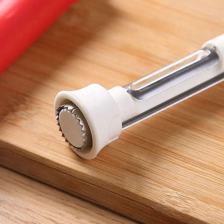 2 In 1 Fruit Peeling & Core Pumping Tool Stainless Steel Vegetable Corer(Red White)