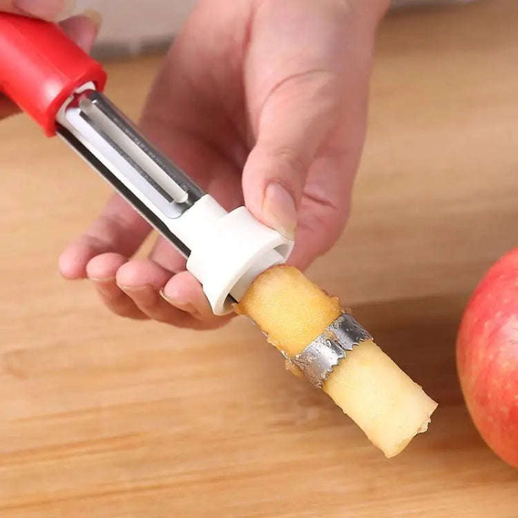 2 In 1 Fruit Peeling & Core Pumping Tool Stainless Steel Vegetable Corer(Red White)