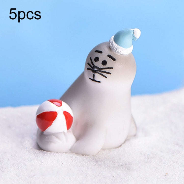 5pcs Christmas Cute Micro Landscape DIY Bonsai Decoration Snowscape Ornament, Style: No.17 Sea Lion