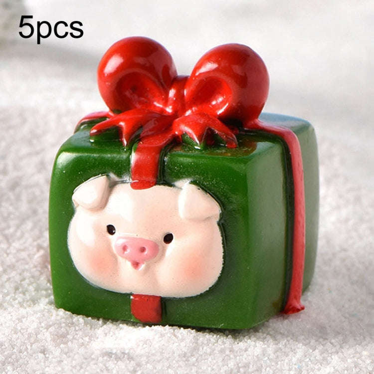 5pcs Christmas Micro Landscape Snowscape Decoration Accessories Christmas Resin Ornament, Style: ...