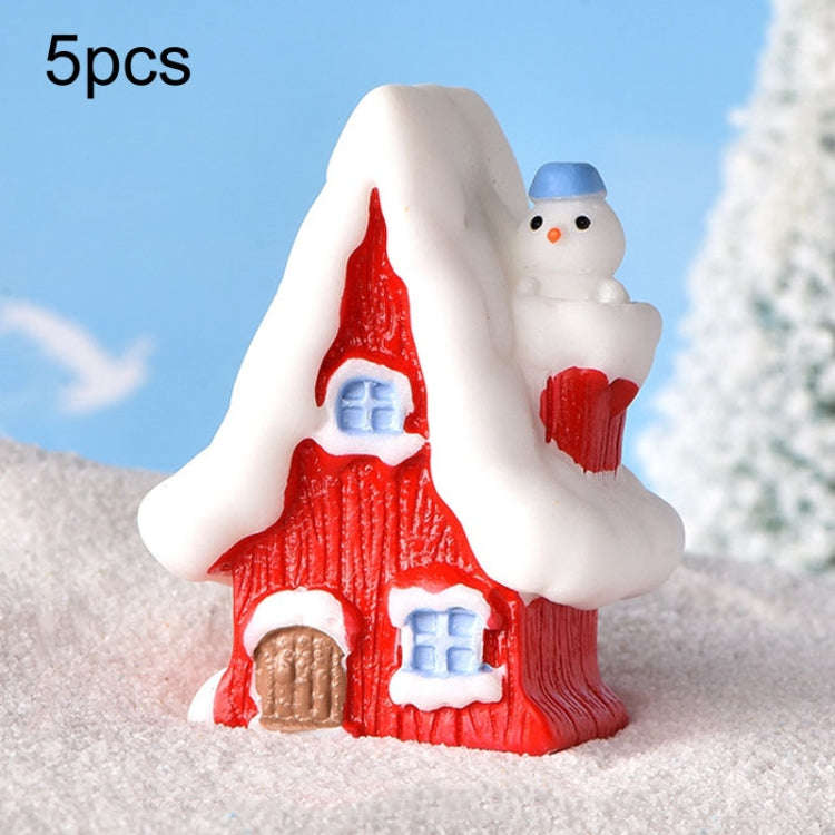 5pcs Christmas Micro Landscape Snowscape Decoration Accessories Christmas Resin Ornament, Style: ...