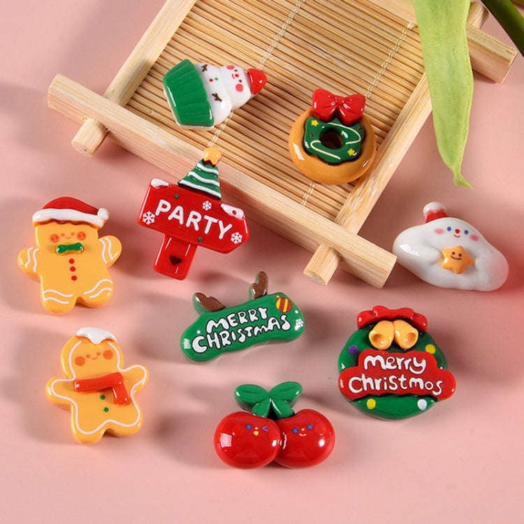 10pcs Christmas Mobile Phone Case Refrigerator Magnet Resin Accessories DIY Material, Style: Donut