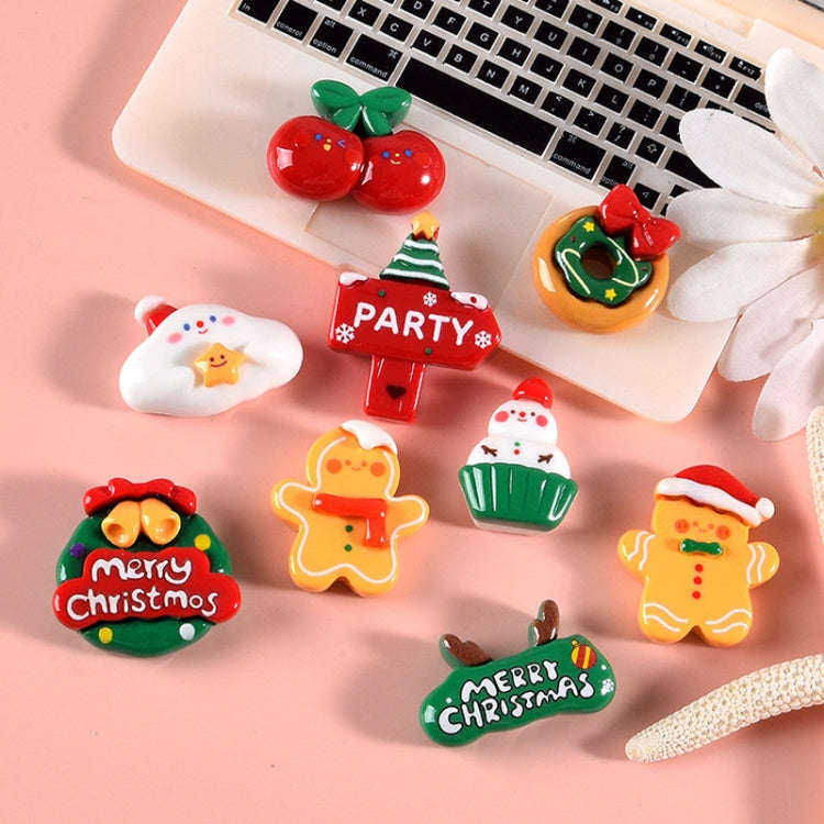 10pcs Christmas Mobile Phone Case Refrigerator Magnet Resin Accessories DIY Material, Style: Snowman