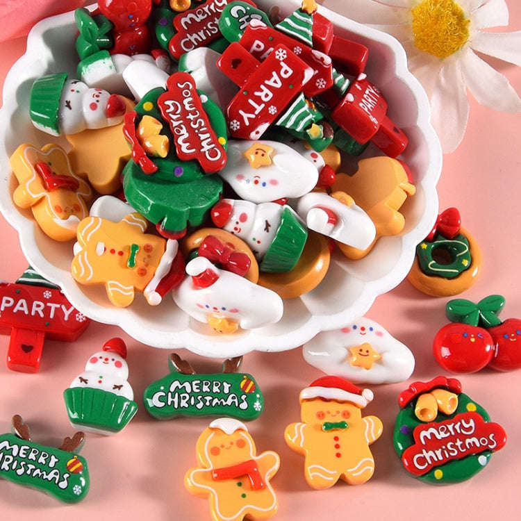 10pcs Christmas Mobile Phone Case Refrigerator Magnet Resin Accessories DIY Material, Style: Snowman