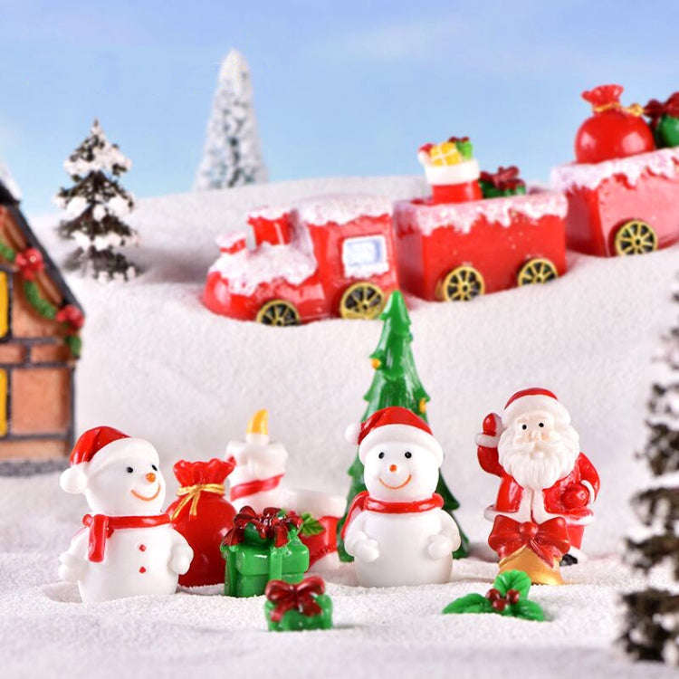 4pcs Christmas Micro Landscape Decorations Resin Craft Gifts Home Decoration Ornaments, Spec: Tra...