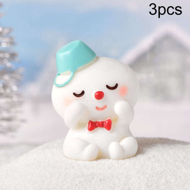 3pcs Christmas Lovely Micro Landscape Snow Ornament Decorative Accessories, Style: No.5 Shy Snowman