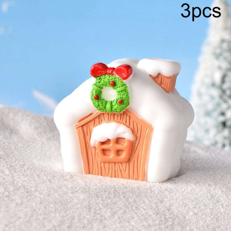 3pcs Christmas Lovely Micro Landscape Snow Ornament Decorative Accessories, Style: No.16 Wreath C...