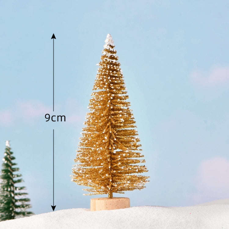 4pcs Christmas Tree Micro Landscape Accessories PVC Home Decoration Ornaments, Size: 9cm Golden