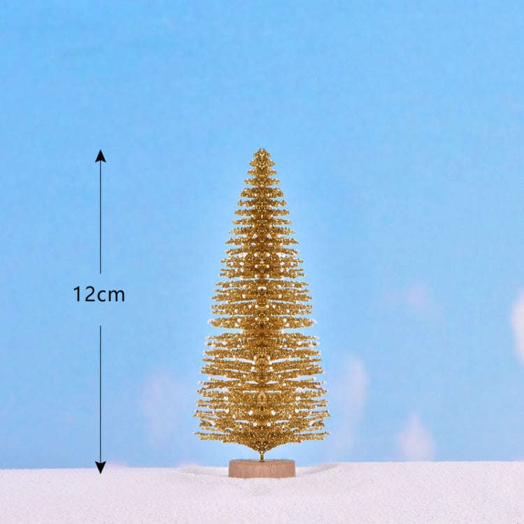 4pcs Christmas Tree Micro Landscape Accessories PVC Home Decoration Ornaments, Size: 12cm Golden