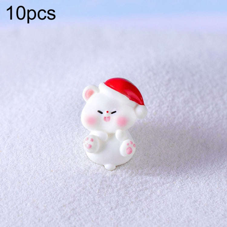 10pcs Christmas Cute Micro Landscape DIY Decorations Snowy Desktop Ornament, Style: No. 2 Lying Bear