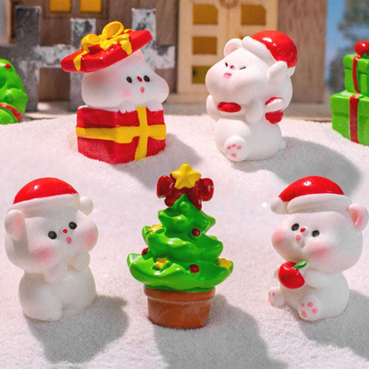10pcs Christmas Cute Micro Landscape DIY Decorations Snowy Desktop Ornament, Style: No. 2 Lying Bear