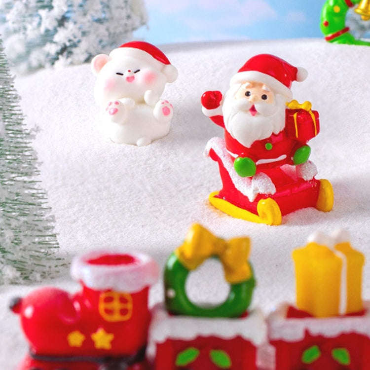 10pcs Christmas Cute Micro Landscape DIY Decorations Snowy Desktop Ornament, Style: No. 2 Lying Bear