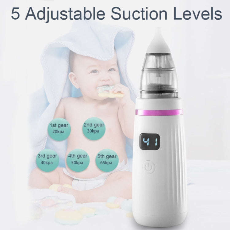 USB Charging Baby Snot Cleaner Electric Nasal Aspirator(White Purple)