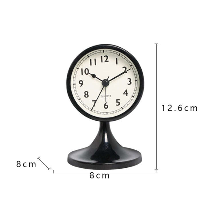 Metal Retro Silent Table Alarm Clock Student Bedside Clock With Night Light(Milk White)