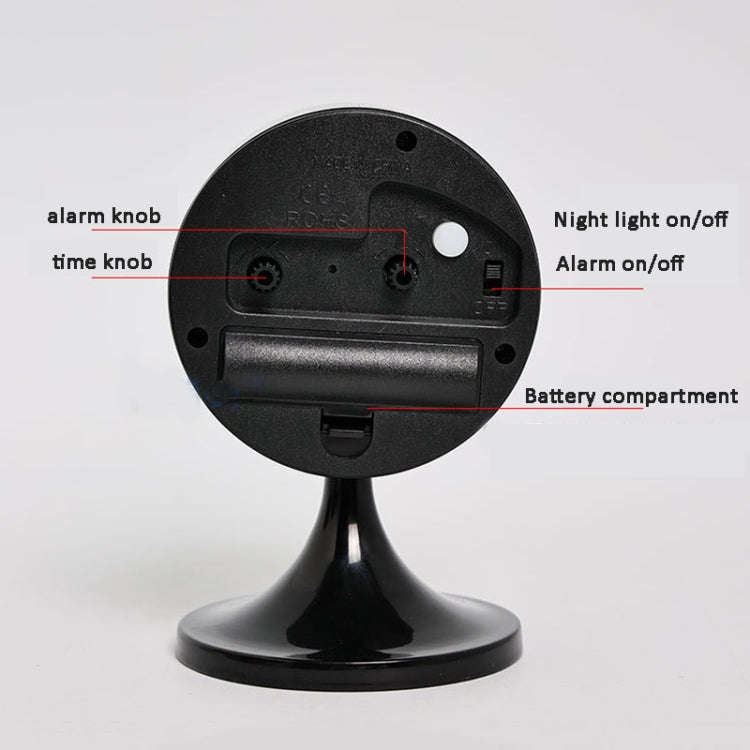 Metal Retro Silent Table Alarm Clock Student Bedside Clock With Night Light(Milk White)