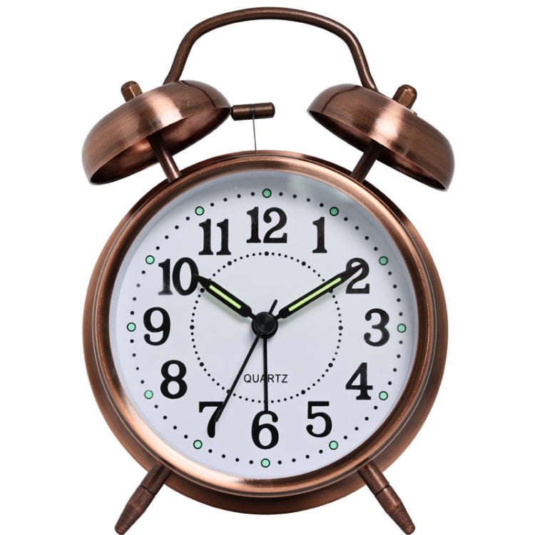 4.5 Inch Electroplated Metal Ring Bell Alarm Clock Quartz Clock With Night Light ?, Style: Red Co...