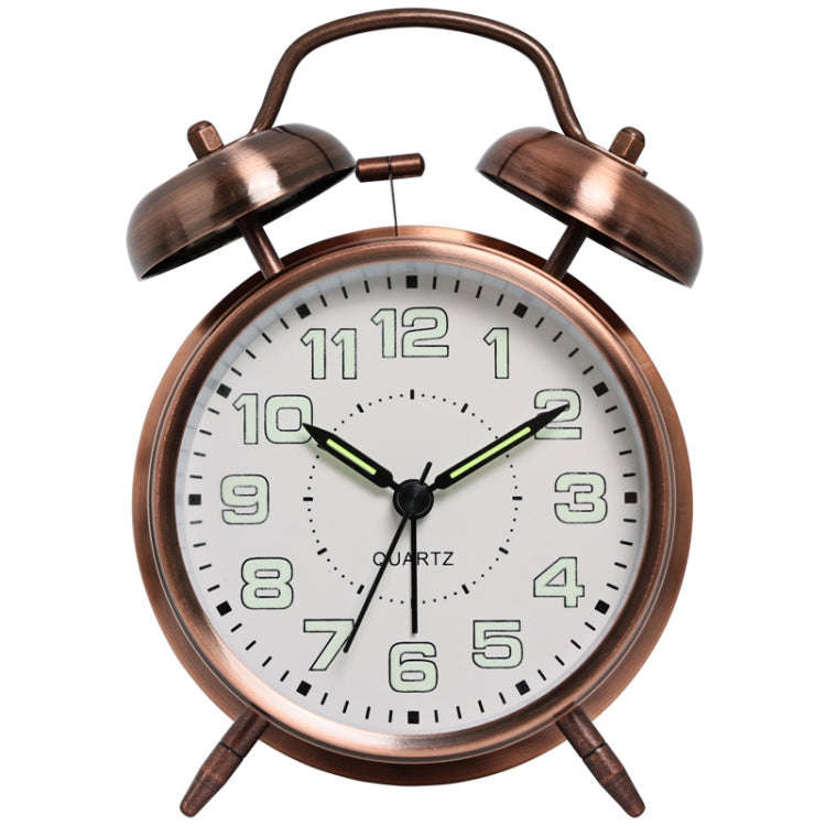 4.5 Inch Electroplated Metal Ring Bell Alarm Clock Quartz Clock With Night Light ?, Style: Red Co...