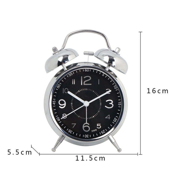 4.5 Inch Electroplated Metal Ring Bell Alarm Clock Quartz Clock With Night Light ?, Style: Green