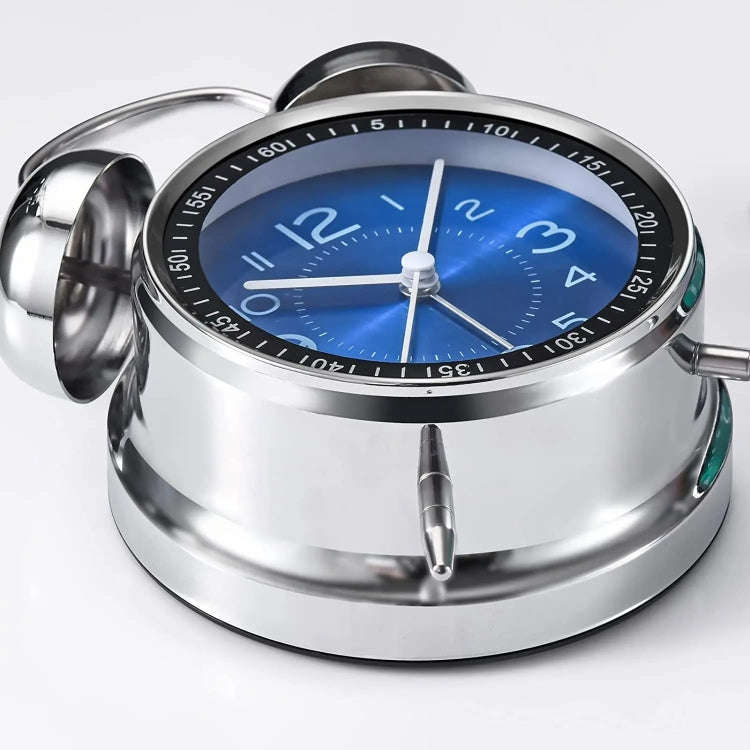 4.5 Inch Electroplated Metal Ring Bell Alarm Clock Quartz Clock With Night Light ?, Style: Green