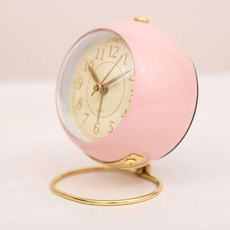 Round Metal Clock Silent Children Electronic Alarm Clock with Light(Purple)