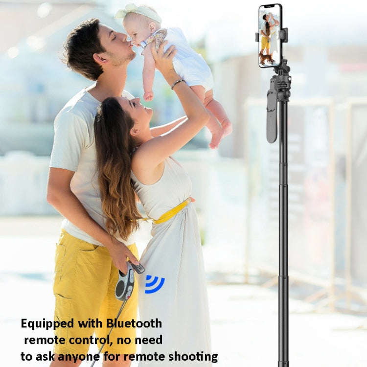 2m Metal Tripod Selfie Stick With 4 Expansion Interfaces for Phone Camera(Black)