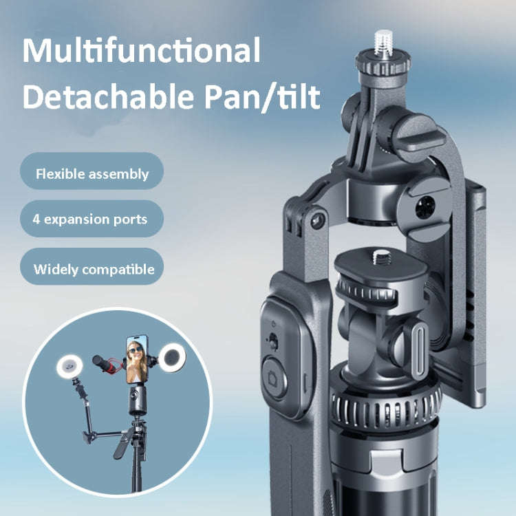 2m Metal Tripod Selfie Stick With 4 Expansion Interfaces for Phone Camera(Black)