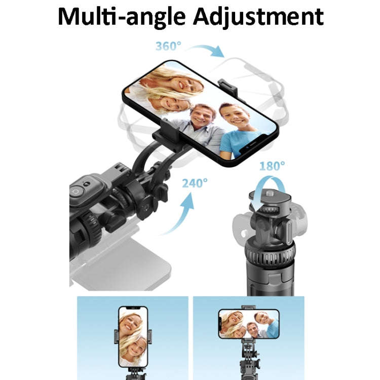 2m Metal Tripod Selfie Stick With 4 Expansion Interfaces for Phone Camera(Black)