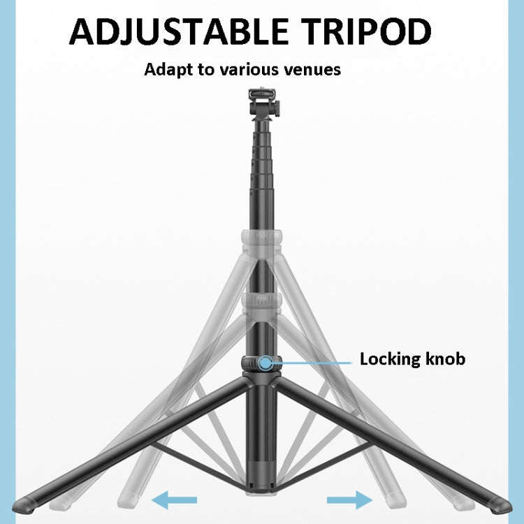 2m Metal Tripod Selfie Stick With 4 Expansion Interfaces for Phone Camera(Black)