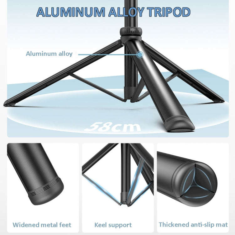 2m Metal Tripod Selfie Stick With 4 Expansion Interfaces for Phone Camera(Black)